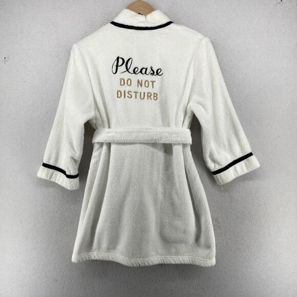 KATE SPADE NEW YORK Robe Womens XS Please Do Not Disturb Terry Belted White - Picture 1 of 15